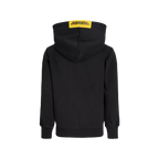Felpa con cappuccio nera del BVB per bambini della collezione Essentials II, con il logo giallo “Borussia Dortmund” sul retro del cappuccio.