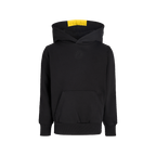 Felpa nera con cappuccio BVB Essentials II per bambini, con stemma del BVB sul petto e tasca a marsupio, ideale per i giovani tifosi del Borussia Dortmund.