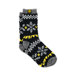 Black BVB winter socks with yellow and white accents, a snowflake pattern, and the BVB logo—perfect for fans during the cold season.