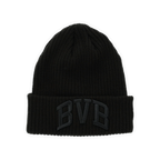 Bonnet en tricot noir du BVB avec bord rabattu et logo BVB discrètement brodé, idéal pour les journées froides.