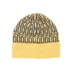Schwarzgelbe BVB-Mütze mit geometrischem Muster und umgeschlagenem Rand aus der Lifestyle-Kollektion, ideal als modisches Accessoire für Fans.