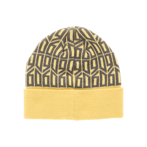Schwarzgelbe BVB-Mütze mit geometrischem Muster und umgeschlagenem Rand aus der Lifestyle-Kollektion, ideal als modisches Accessoire für Fans.