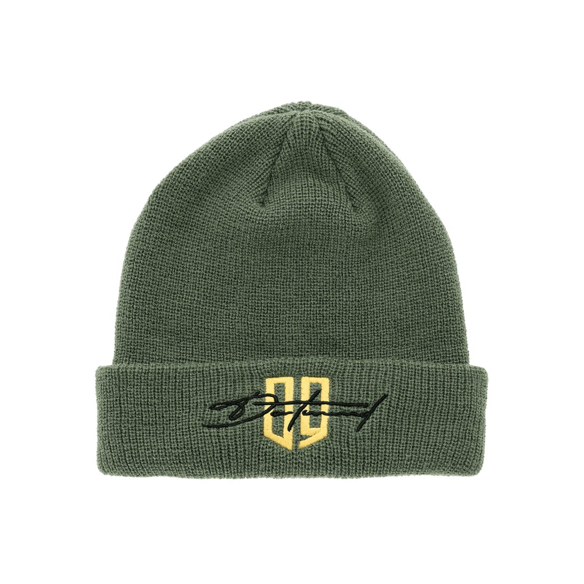 Casquette verte du BVB avec un emblème brodé et une signature noire sur le devant.