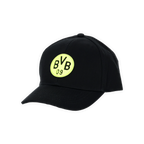 Schwarze Cap mit leuchtendem BVB-09-Logo, geeignet für Kinder und ideal als Fan-Merchandise.