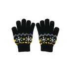 BVB Winterhandschuhe für Kinder in Schwarzgelb mit Schneeflocken-Muster, Vorderansicht.