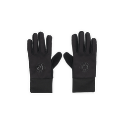 Black softshell gloves from Borussia Dortmund for kids, featuring the BVB logo and a non-slip design, perfect for cold days.