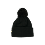 Bonnet noir à pompon BVB pour enfants de la marque New Era, avec un grand pompon et le logo BVB brodé sur le côté.