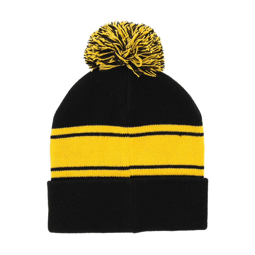 Berretto con pompon del BVB nero e giallo in stile retrò, con strisce gialle e pompon sulla sommità, perfetto per i tifosi.