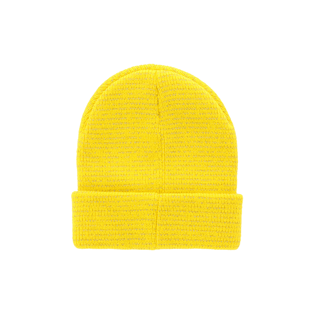 Gelbe Kinder-Mütze von BVB mit reflektierendem Design, ideal für junge Fans von Borussia Dortmund.