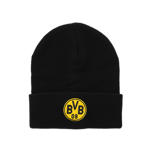 Bonnet noir du BVB avec le logo jaune du BVB, idéal pour les supporters du Borussia Dortmund.