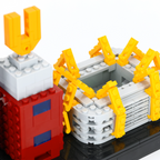 Modello Lego del SIGNAL IDUNA PARK con dettagli nei colori nero e giallo e caratteristiche distintive dello stadio.