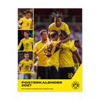 Posterkalender 2027 von Borussia Dortmund mit 12 Spielerpostern, schwarzgelbem Design und integriertem Jahresplaner.