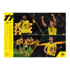 BVB XXL Kalender 2027 mit schwarzgelbem Design, der offizielle Borussia Dortmund Kalender mit Bildern von Spielern der Fußballmannschaft.