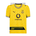 BVB Trikotkalender 2027 mit einem gelben Trikot in Vorderansicht, schwarzem PUMA-Logo, BVB-Emblem und Vodafone-Logo. Perfekt für Fans von Borussia Dortmund.