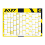 Affiche-agenda annuel du BVB 2027 aux couleurs du club (noir et jaune), avec un aperçu mensuel et le logo du BVB.
