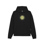 Schwarzer Kinder-Kapuzenpullover mit gelbem BVB 09-Logo auf der Vorderseite, ideal als Fanartikel von Borussia Dortmund.
