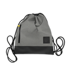 Borsa da ginnastica grigia del Borussia Dortmund con cordoncino nero, design riflettente e logo BVB sul davanti, come articolo per tifosi.
