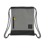 Borsa da ginnastica grigia del Borussia Dortmund con fondo nero, stemma del BVB e tasca laterale con cerniera, ideale per i tifosi.