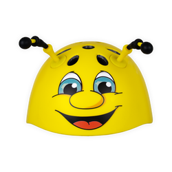 Casco per bambini del BVB di Hudora, giallo con una simpatica faccina da ape e antenne nere: il casco protettivo ideale per i giovani tifosi del Borussia Dortmund.