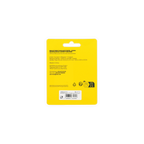 Rückseite der gelben Verpackung eines BVB-Magneten in Form eines Weihnachtsmanns mit Produktinformationen, hergestellt aus Metall und Kunststoff, für Fans von Borussia Dortmund.