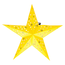 Yellow paper star featuring BVB logos and a black-and-yellow design, perfect as a Christmas decoration for Borussia Dortmund fans.