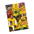 BVB Adventskalender 2026 im schwarzgelben Comic-Stil mit Fußball- und Fanartikel-Motiven, ideal für Fans von Borussia Dortmund.