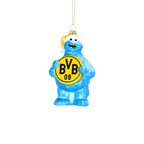 BVB Christmas decoration: A blue figurine with a yellow "BVB 09" badge and a Christmas hat, designed to hang on the tree.