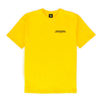 Gelbes T-Shirt des BVB in Vorderansicht, mit schwarzem Borussia Dortmund-Logo auf der Brust, sportliches Design.