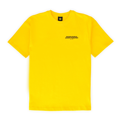 Gelbes T-Shirt des BVB in Vorderansicht, mit schwarzem Borussia Dortmund-Logo auf der Brust, sportliches Design.