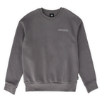 Grauer BVB Urban Pullover mit rundem Halsausschnitt, kleinem Borussia Dortmund-Logo auf der linken Brust und langen Ärmeln, Vorderansicht.