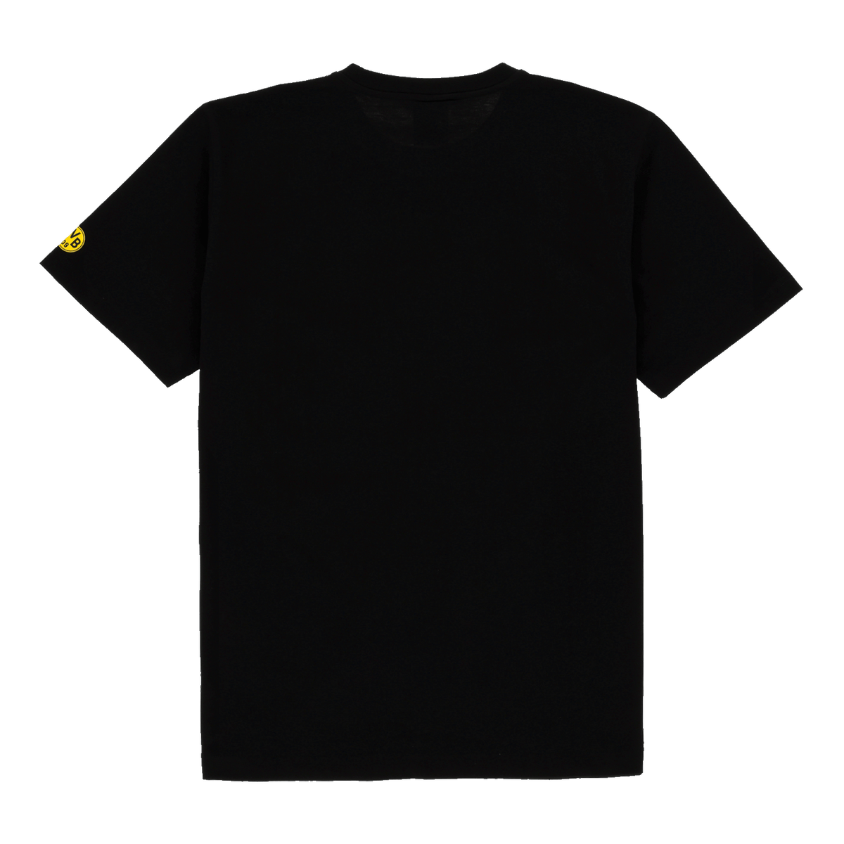 ピッツバーグのデザインが施された黒いBVBのTシャツ。後ろ姿。左袖には黄色いBVBのエンブレムが見える。