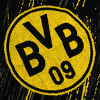 Toalla del BVB en negro y amarillo con el llamativo logotipo del BVB y un diseño tricolor, ideal para los aficionados del Borussia Dortmund.