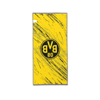 Asciugamano del BVB nei colori nero e giallo, con un accattivante motivo tricolore e un grande logo del BVB al centro, ideale per i tifosi del Borussia Dortmund.