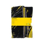 Serviette de douche pliée BVB Tricolor, 70 x 140 cm, au motif noir et jaune, avec une banderole jaune et le logo du BVB, idéale pour les supporters du Borussia Dortmund.