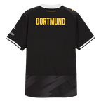 Schwarzgelbes BVB-Auswärtstrikot 2026/27 von PUMA in Rückansicht, mit gelbem DORTMUND-Schriftzug und Polestar-Logo.