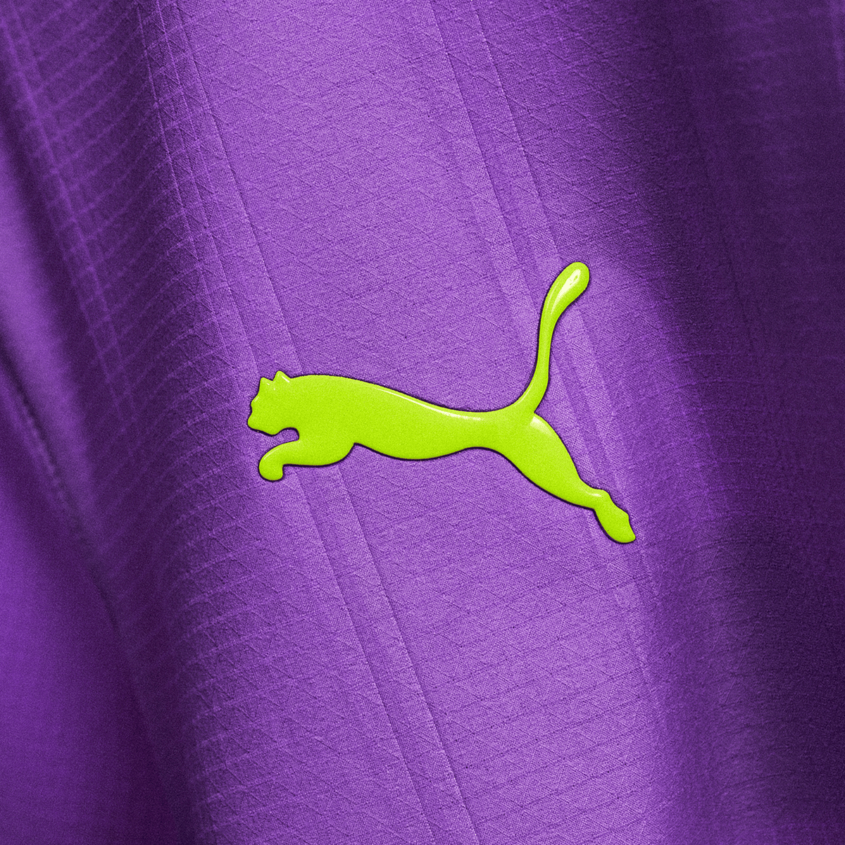 Purple BVB Authentic away jersey from the 26-27 season, featuring a striking green PUMA logo on purple fabric.