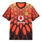 The red BVB goalkeeper jersey for the 2026–2027 season, featuring a black pattern, a black collar, the BVB emblem, the PUMA logo, and the Vodafone logo, as seen from the front.