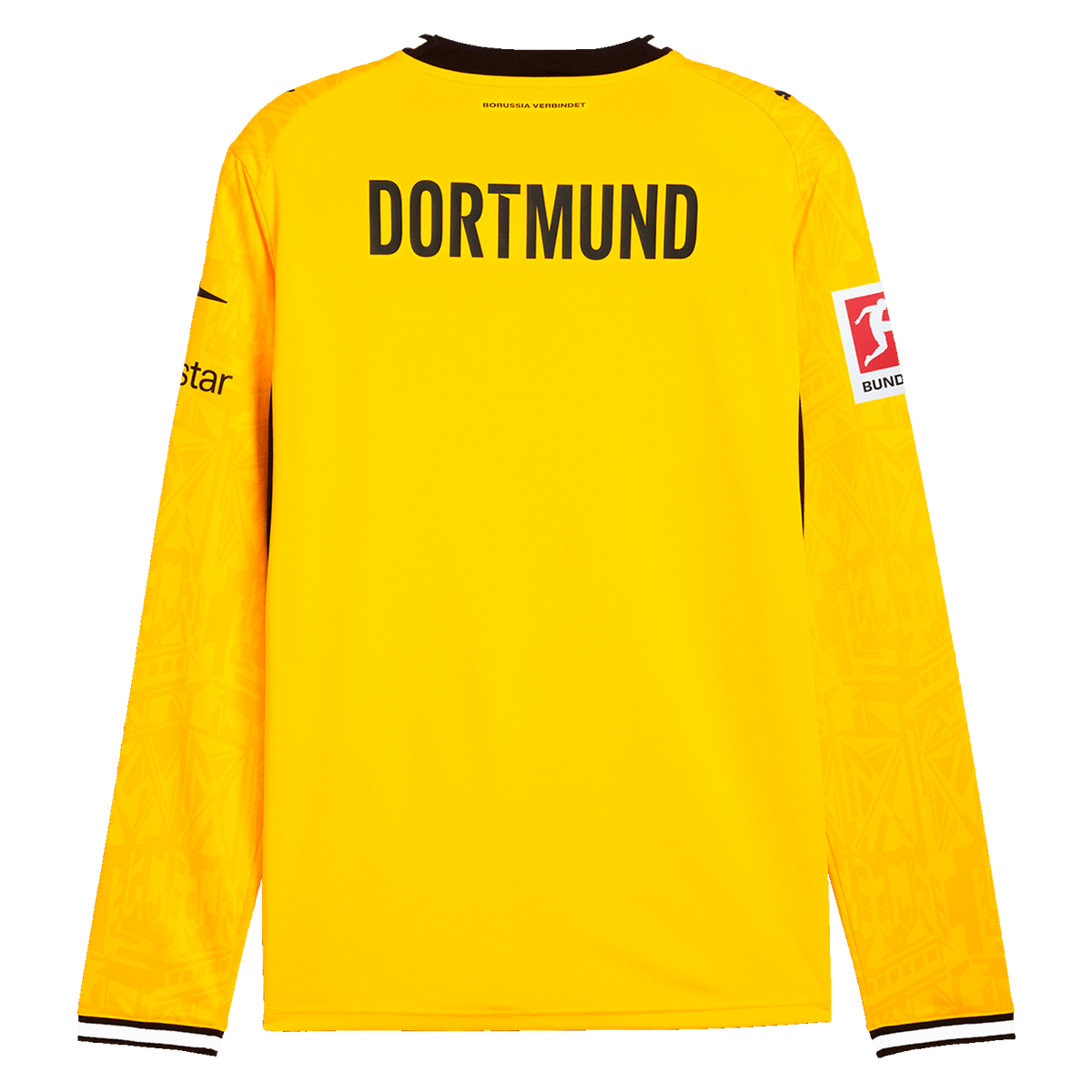 Le maillot jaune à manches longues du BVB pour les matchs à domicile de la saison 2026/27 arbore l'inscription « Dortmund » dans le dos ainsi que le logo de la Bundesliga sur la manche. Idéal pour les supporters du Borussia Dortmund.