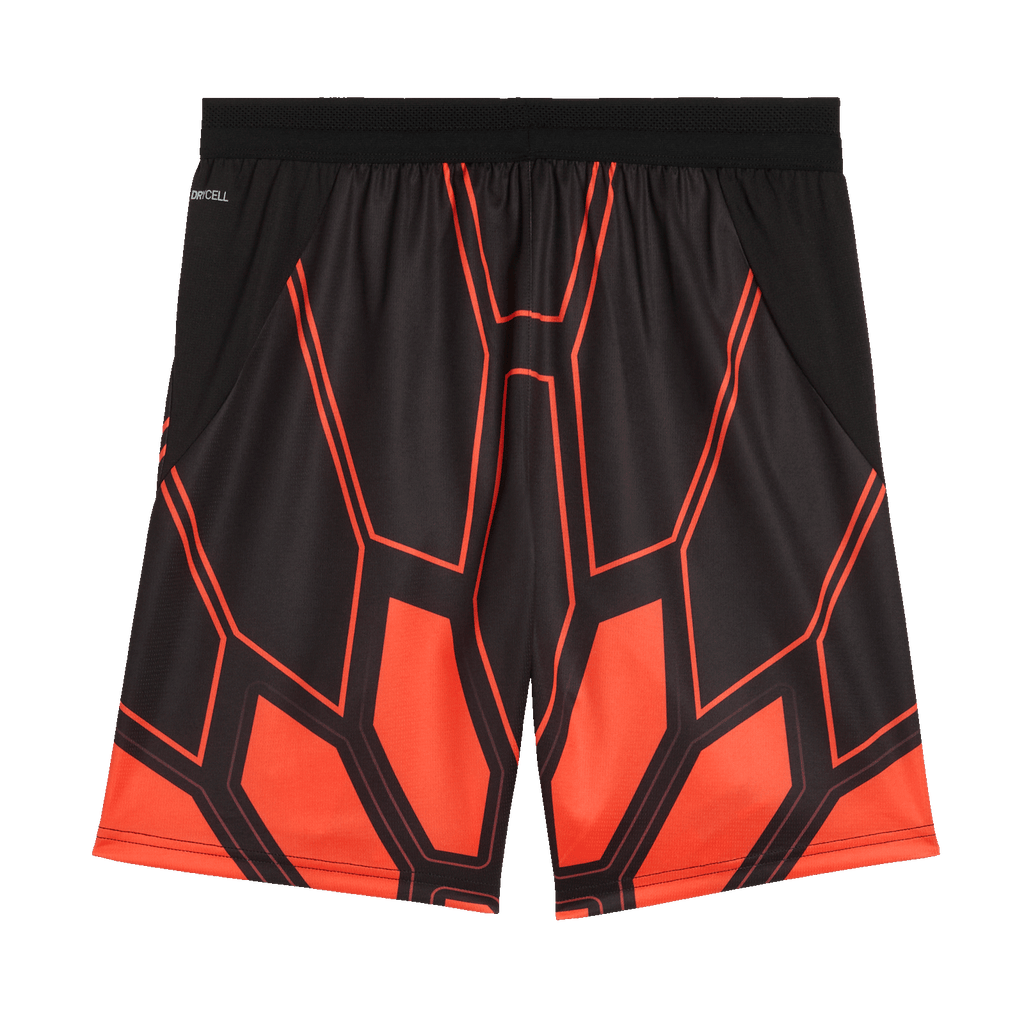 Pantalones de portero del BVB en color rojo con un llamativo diseño de panal y detalles en negro. Producto oficial para aficionados del Borussia Dortmund de la temporada 2026-2027.