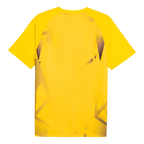 BVB Warm Up T-Shirt 26-27 in Gelb, Rückansicht mit auffälligem geometrischen Design, ideal für Training und Fans von Borussia Dortmund.