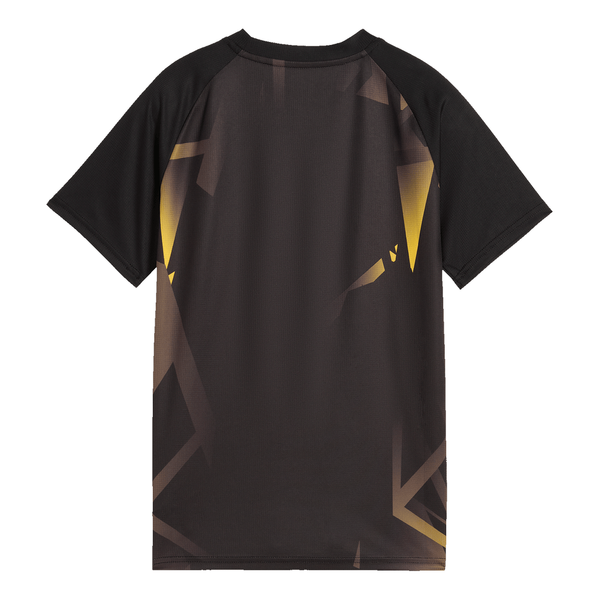 A rear view of the BVB Warm Up T-shirt in black with yellow accents from the 2026–27 season.