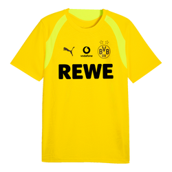 Maglia da allenamento del BVB 2026/2027 in giallo con dettagli neri, prodotto ufficiale su licenza con logo REWE, logo PUMA ed emblema del BVB.