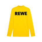 Felpa gialla con zip da allenamento del BVB per la stagione 2026/2027, con logo REWE nero sul retro. A maniche lunghe e dal design sportivo, pensata per i bambini.