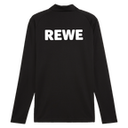 Vista posteriore della maglia da allenamento nera del BVB con cerniera e logo REWE ben visibile sul retro. Parte della collezione della stagione 26/27.