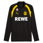 Felpa con zip da allenamento del BVB nei colori nero e giallo della collezione 26/27, con i loghi del BVB, di Vodafone, REWE e Puma, vista frontale.
