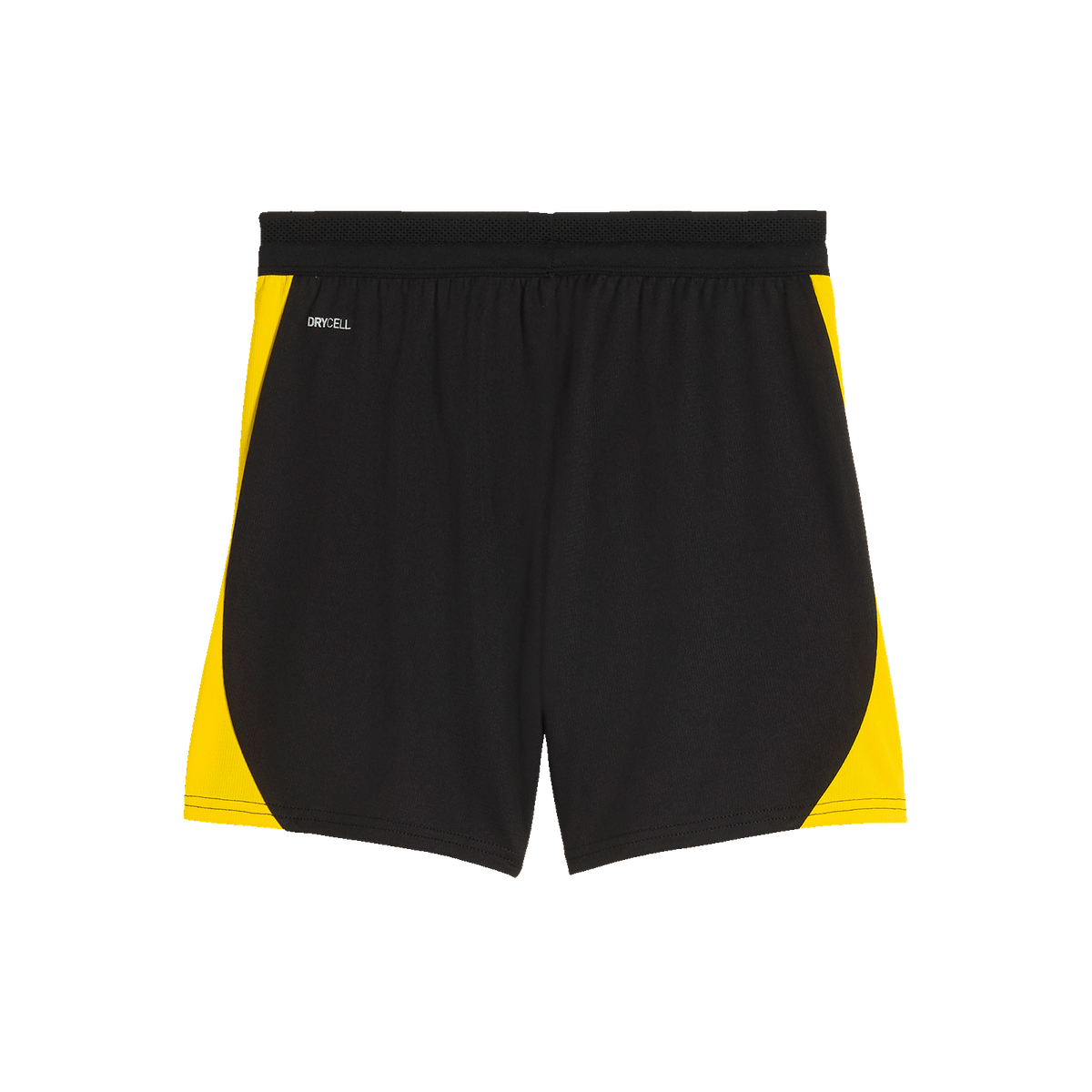 Short d'entraînement noir du BVB pour enfants, avec des touches de jaune, vu de dos. Idéal pour le sport et les loisirs.
