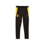 BVB training pants in black and yellow for kids, featuring the BVB logo and the Puma logo, designed for the 2026–27 season.