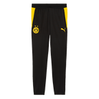 Pantalon d'entraînement officiel du BVB, noir avec des détails jaunes, arborant le logo du BVB et celui de PUMA. Idéal pour les supporters et les amateurs de sport.