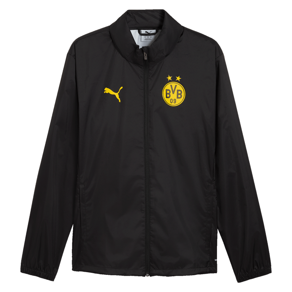 La giacca nera da allenamento e per tutte le stagioni del BVB per la stagione 2026/27, con lo stemma giallo del BVB e il logo PUMA, ideale per i tifosi e per le attività sportive.