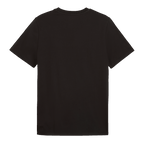Vista trasera de una sencilla camiseta negra de manga corta del BVB de FtblCulture, de la temporada 26-27, ideal para los aficionados del Borussia Dortmund.